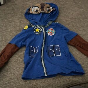 Blue Chase Paw Patrol Hoodie with Brown Sleeves